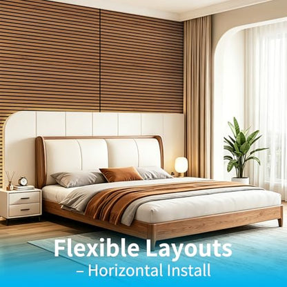 Art3d 47 x 23.6 Inch Acoustic Wood Slat Design Wall Panel, 4-Pack, Chestnut - color: Chestnut, size: 23.6" x 47"