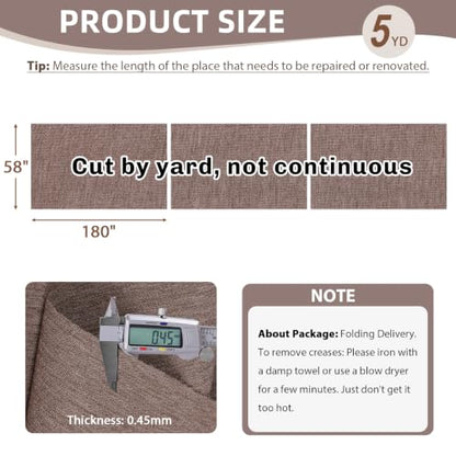 600D Outdoor Upholstery Fabric 58” W Waterproof Canvas Fabric by The Yard - color: Brown, size: 5 yard pre cut
