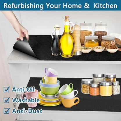 Self Adhesive Shelf Liner, 11.8" x 118.1" Peel and Stick Drawer Liner Black - color: Black, size: 11.8"W x 118.1"L