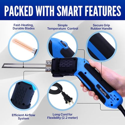 300W Electric Hot Knife Foam Cutter – Heavy-Duty Air-Cooled Styrofoam Cutting Tool Kit with Blades & Accessories for EPS, XPS, PU, KT Board & Sponge | DIY & Crafts