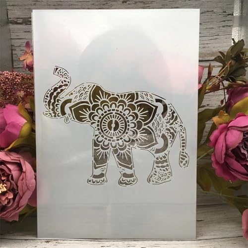 TIAMECH A4 Reusable Nose Up Elephant Stencil for Painting - style: Nose Up Elephant