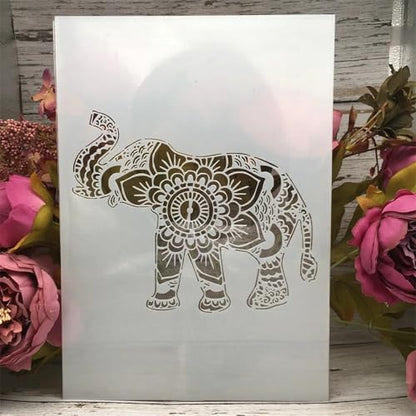 TIAMECH A4 Reusable Nose Up Elephant Stencil for Painting - style: Nose Up Elephant