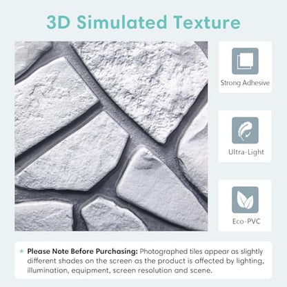 Commomy Faux Stone Peel and Stick 3D Wall Panels 10 Pcs 11.8" x 11.8" - color: ‎Gray Stone-A