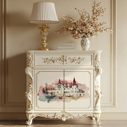 Peacoblue Watercolor Town Rub On Transfers for Furniture Craft 6"x12" - style: Watercolor Town
