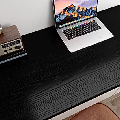 Livelynine 15.8x394 Peel and Stick Black Countertop Waterproof Wood Grain Contact Paper for Countertops Cabinets Desk Table Shelves Wrap Kitchen Counter Top Covers Thick Vinyl Wallpaper Self Adhesive - size: 15.8" x 394"