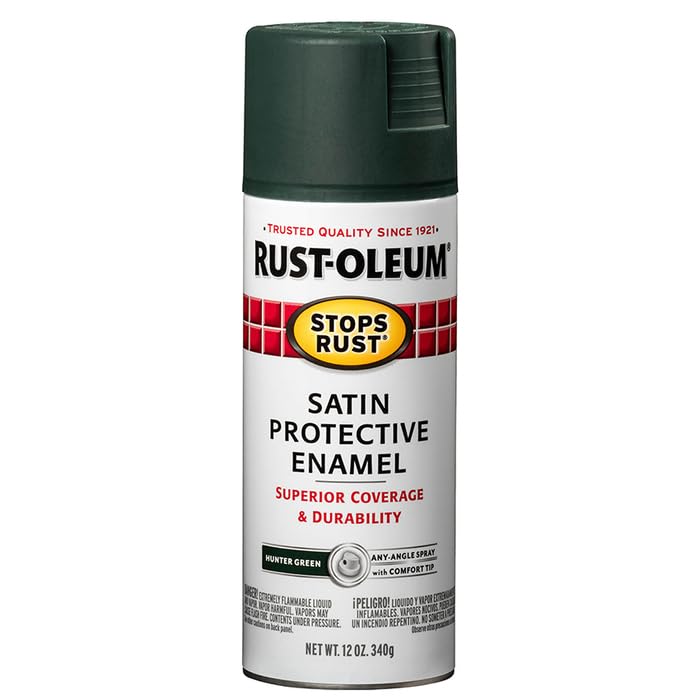 Rust-Oleum Stops Rust Spray Paint, Satin Hunter Green - color: Satin Hunter Green, size: 12 Ounce (Pack of 6)