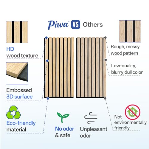 PIWA Acoustic Wood Slat Wall Panels, 10 Pack 23.6"x11.8" Oak - color: Oak, size: 24x12" 10pcs
