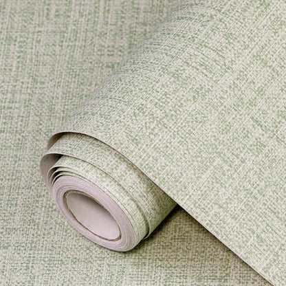 Green Grasscloth Wallpaper 17.3"x160" Faux Linen Textured Contact Paper Removable Self Adhesive Vinyl Wallpaper for Bedroom Bathroom Kitchen Cabinets - color: Green, size: 17.3" x 160"