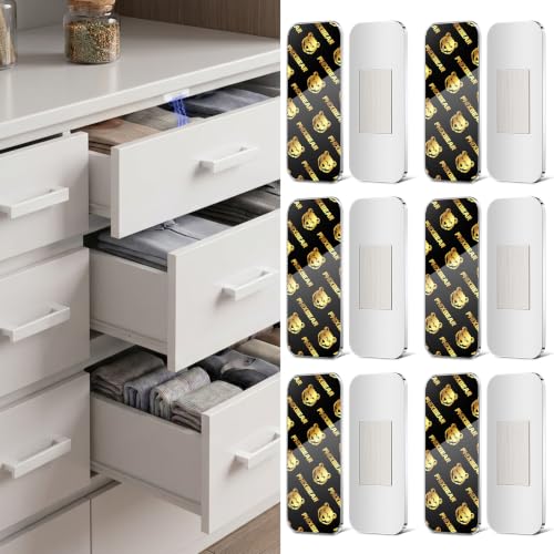 Phixbear 6 Pairs Ultra Thin No Drill Magnetic Cabinet Door Catch with Strong Adhesive, Stainless Steel Cabinet Catches for Kitchen, Bathroom, Closet, RV Doors