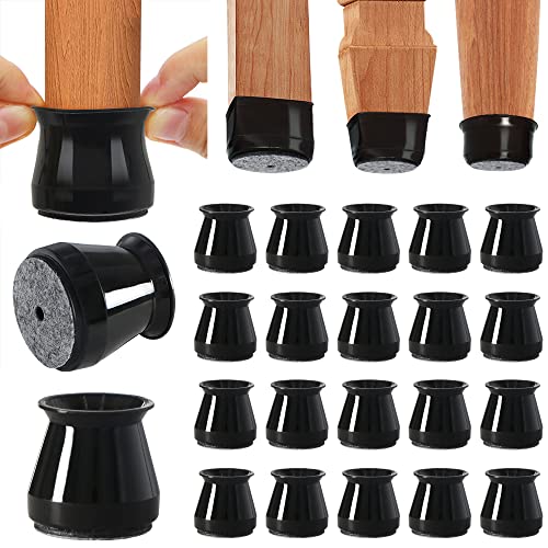 BUMACO 20Pcs Chair Leg Floor Protectors for Hardwood Floors Anti-Scratch - color: Black-20 Pcs, size: Universal S