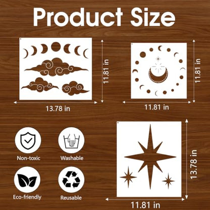 Large Star Stencils for Painting on Wood Wall Reusable Templates for Crafts - style: Fantastical starry sky