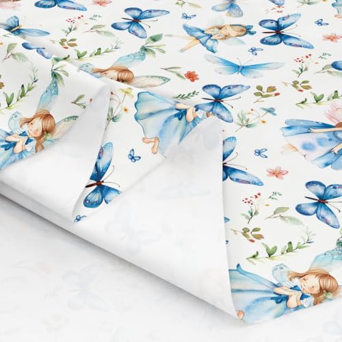 jejeloiu Cartoon Elf Fabric by The Yard Soft 2 Yards - color: Blue and White, size: 2 Yards