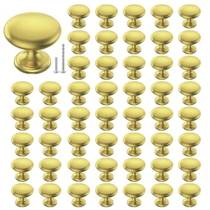 POZEAN Cabinet Knobs Brushed Nickel 50 Pack Cabinet Handles Drawer Knobs Solid Knobs Gold with Screws for Dresser Drawer Cabinet Cupboard - Modern Kitchen, Bedroom and Bathroom Hardware,Gold - color: Gold, size: 50 Pack