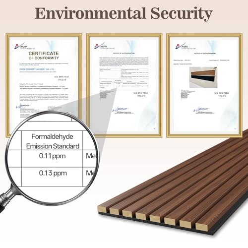 4 Pack Acoustic Wood Panels for Wall 94.48" x 12.79" Soundproof - color: Walnut, size: 94" x 12" (4 PCs)