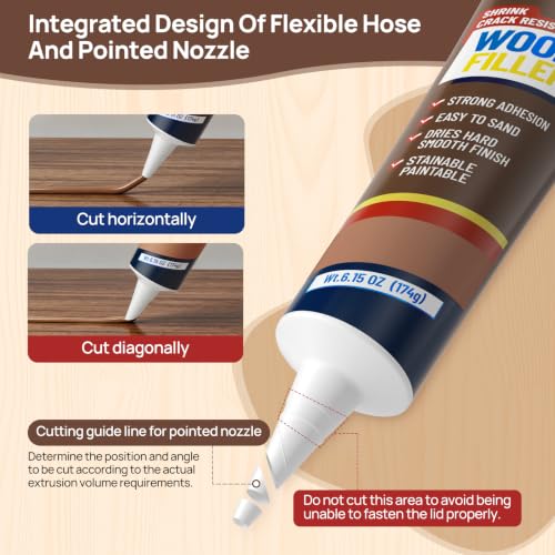 Boncart Wood Filler, 6.15 oz Paintable Wood Putty - color: Walnut