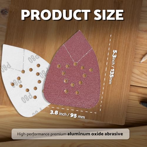 S&F STEAD & FAST Mouse Sander Pads 80 Grit 25 Pack for Black and Decker, Mouse Sander Sandpaper, 12 Hole Hook and Loop Sanding Pads, Detail Palm Sand Paper Set with Tack Cloth - style: 80G-25P