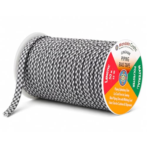 Mandala Crafts Diagonal Gingham Sewing Maxi Piping Bias Tape with Welting - color: Diagonal Gingham, size: 1/2 Inch 55 Yards