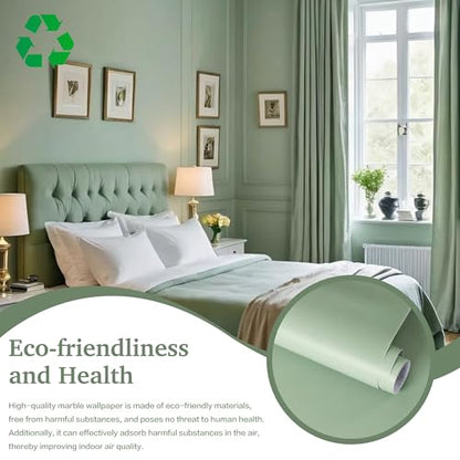 Dimoon 17.3''x78.7''Peel and Stick Wallpaper Light Green Contact Paper for New Environmentally Friendly Materials Thickening Upgrade Embossed Renter Friendly Wall Paper Vinyl Countertop Bedroom - color: Light Green, size: 17.7" x 78.7"