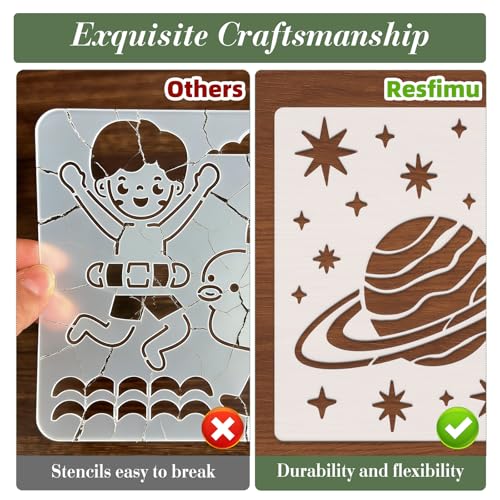 Space Astronaut Stencils for Crafts Reusable 20Pcs Stencils(5.9X5.9 inch) - color: Space 2