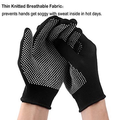COOHORN 12Pairs Work Gloves Anti-slip Knitted Stretchy Cloth Glove Thin Moist Glove Liners - color: Black