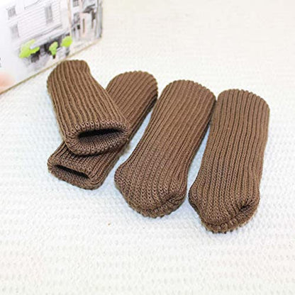 Knitted Chair Leg Socks Protectors for Hardwood Floor Protectors High Elastic Bar Stool Leg Covers Double Thickness Furniture Pads, Chair Leg Covers Caps Set (Brown, 24) - size: 24