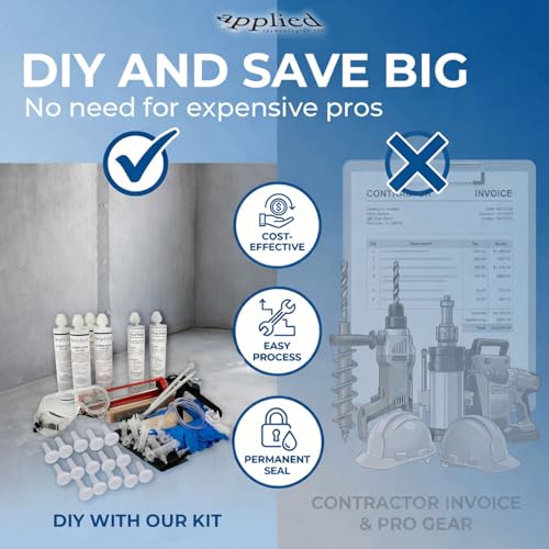 6–10 Ft DIY Foundation Wall Crack Repair Kit, Waterproof Epoxy Concrete Crack Filler, Stops Leaks, 12,000 PSI Structural Strength, Fast Gel Time, Professional-Grade Home Improvement Repair Solution