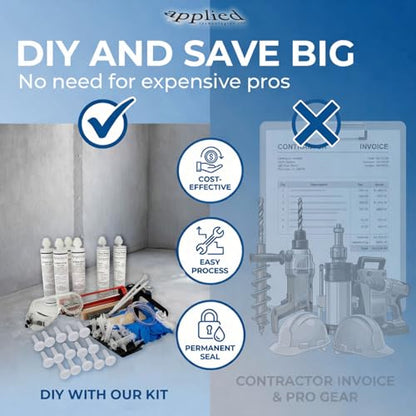 6–10 Ft DIY Foundation Wall Crack Repair Kit, Waterproof Epoxy Concrete Crack Filler, Stops Leaks, 12,000 PSI Structural Strength, Fast Gel Time, Professional-Grade Home Improvement Repair Solution
