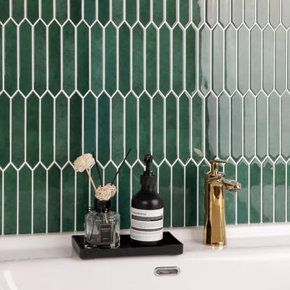 10-Sheet Peel and Stick Backsplash Tile, Self-Adhesive Green Long Hexagon Wall Tiles, Stick on Backsplash for Kitchen, Bathroom, Fireplace, RV, Thicker Design(12"×12"). - color: Green