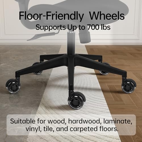 2.5 Inch Office Chair Wheels Set of 5 - Dual Rubber Wheels for Hardwood & Carpet - Heavy Duty Smooth Quiet Rolling Casters Replacement Universal Fit Computer Desk Gaming Chair - size: 2.5 Inch