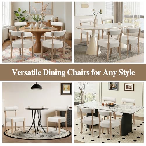ZJhome Modern Dining Chairs Set of 2 – Mid-Century Modern Faux Leather Upholstered Kitchen & Dining Room Chairs with Curved Back, Oversized Rounded Seat, Sturdy Wood Frame, Beige - color: Beige Leather, size: Set of 2