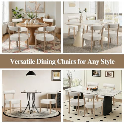 ZJhome Modern Dining Chairs Set of 2 – Mid-Century Modern Faux Leather Upholstered Kitchen & Dining Room Chairs with Curved Back, Oversized Rounded Seat, Sturdy Wood Frame, Beige - color: Beige Leather, size: Set of 2