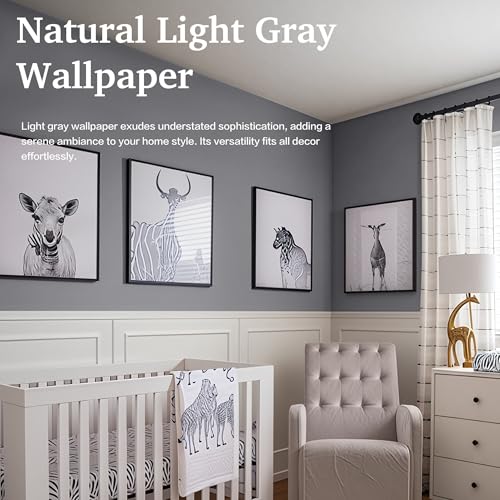 Dimoon 17.7''x118'' Peel and Stick Wallpaper Grey Contact Paper for New Environmentally Friendly Materials Thickening Upgrade Embossed Renter Friendly Gray Wall Paper Modern Vinyl Countertop Bedroom - color: Light Gray, size: 17.7" x 118"