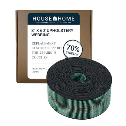House2Home 3 Inch Webbing Elastic Chair & Couch Repair Roll - size: 3" x 60' - 70% Stretch
