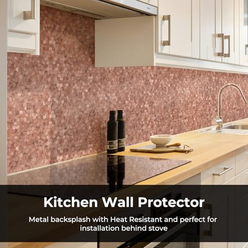 STICKGOO Mosaic Peel and Stick Backsplash Tiles, 8 Sheets, Rose Gold - color: Rose Gold