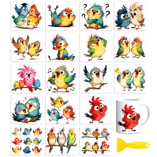 Peacoblue Funny Birds Rub On Transfers for Craft, Transfer Sticker - style: Funny Birds