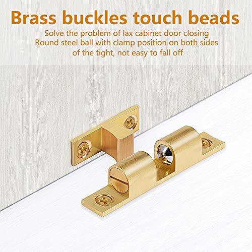 Uenhoy 10 Pcs Solid Brass Dual Ball Tension Latch 1-3/8" Gold Tone - color: Gold, size: 35mm, 10pcs