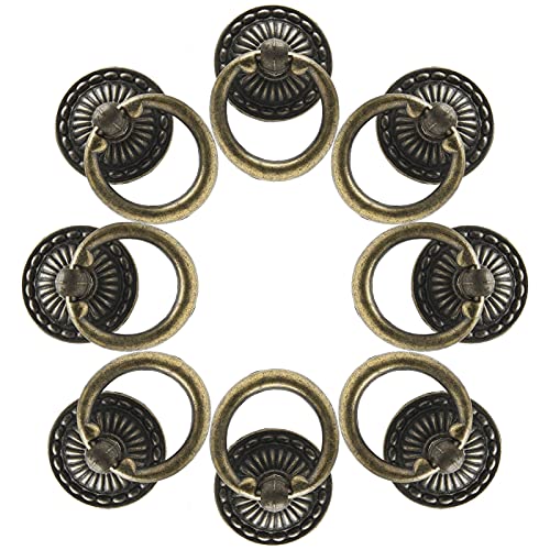 Murtenze Antique Bronze Drawer Ring Pulls, 12 Pieces - color: Bronze, Round