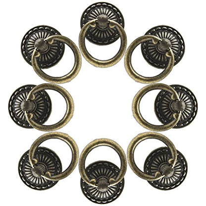Murtenze Antique Bronze Drawer Ring Pulls, 12 Pieces - color: Bronze, Round