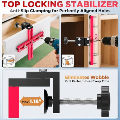 Cabinet Hardware Jig – Adjustable Drill Guide Template for Knobs & Handles Precision Hole Locator for DIY Cabinet Installation Fits 2.5" to 7.5" Spacing - size: Large