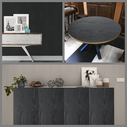 Arthome Peel and Stick Contact Paper Black Wood Wallpaper Self-Adhesive & Removable Vinyl Wall Paper for Countertop Furniture Kitchen, Easy to Clean, (33" x 120") - color: Black Wood, size: 33" x 120"