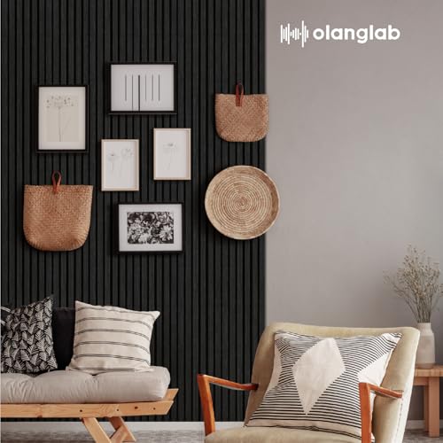 Olanglab Wood Panels for Wall 4Pack 94.5"x12.6" Matte Black - color: Matte Black