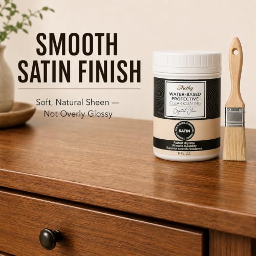 Water-Based Polyurethane for Wood, Clear Satin Finish, 8 fl oz - style: Water-Based Satin