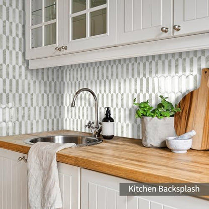 10-Sheet Upgraded Thicker Peel and Stick Kitchen Backsplash Tiles - color: Beige