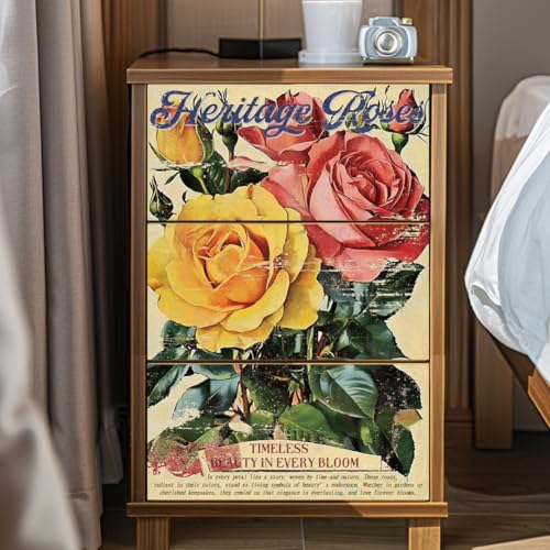 Peacoblue Vintage Rose Poster Rub On Transfers for Furniture 6"x12" - style: Vintage Distressed Rose Poster