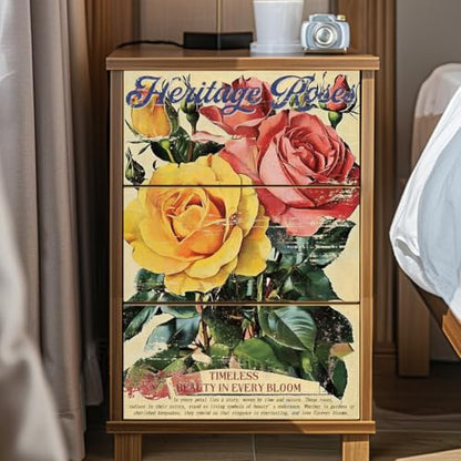 Peacoblue Vintage Rose Poster Rub On Transfers for Furniture 6"x12" - style: Vintage Distressed Rose Poster