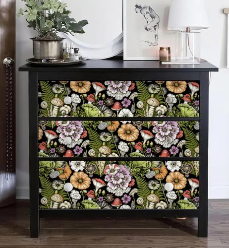 Peel and Stick Wallpaper Black Floral Wallpaper - color: Black
