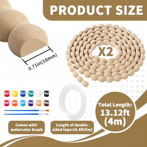 157" x 0.71" Flexible Decorative Bead Molding Trim Peel and Stick Paintable - color: Wood-13ft/18mm