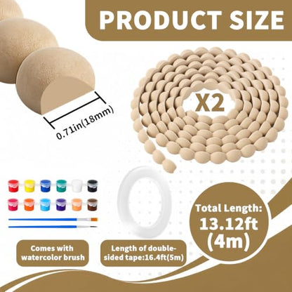 157" x 0.71" Flexible Decorative Bead Molding Trim Peel and Stick Paintable - color: Wood-13ft/18mm