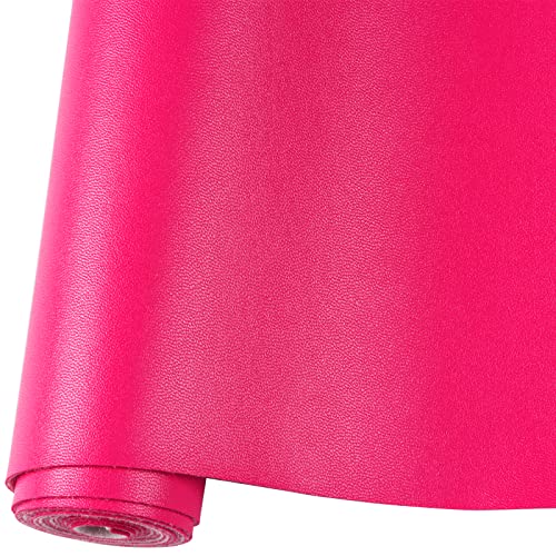 Smooth Solid Color Faux Leather Sheets Roll 12"X53" (30cmX135cm),Very Suitable for Making Crafts, Leather Earrings, Bows,Sewing (Rose Red) - color: Rose Red