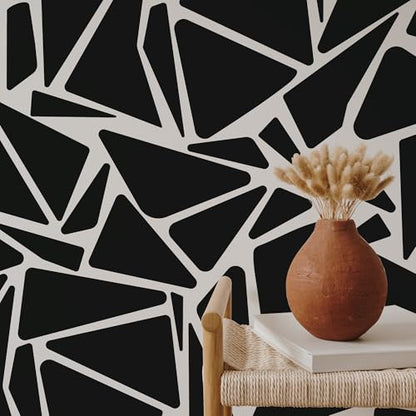 Large Black Boho Geometric Wall Decals, Modern Triangle Wall Décor - style: Modern
